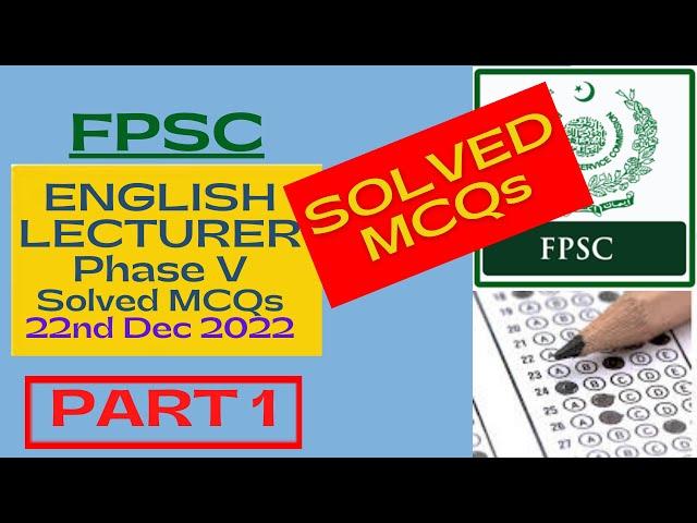 FPSC English lecturer solved paper Part 1 || English lecturer past paper || English test #fpsc