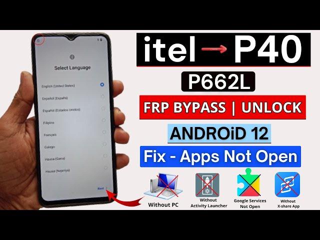 Itel P40 Frp Bypass Android 12 Without Pc - Android Setup Not Open | Itel P662L Frp Unlock 2025