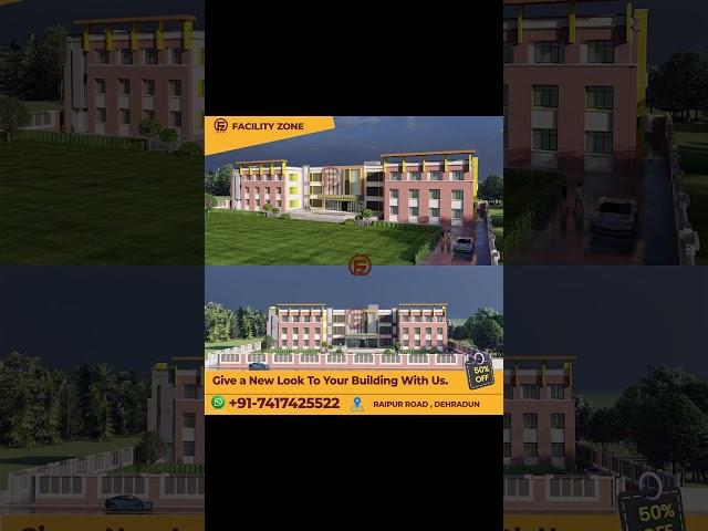 College Front Elevation Design | Modern Elevation Design | #shortsfeed #college @facilityzone