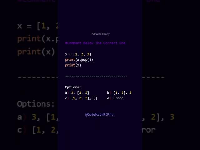 Python List Manipulation Challenge: What's the Output? | CodeWithRJPro #codingchallenges #python