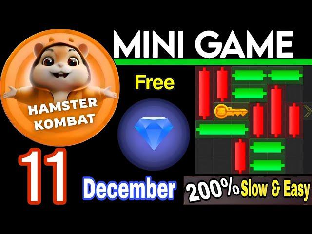 11 December  Puzzle Trick: P2E Hamster Kombat key MiniGame Solved, slow step by step! 