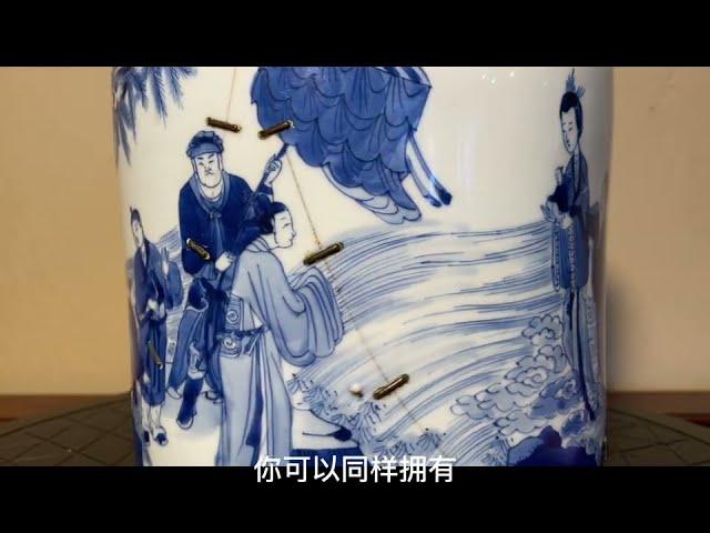 北美正南堂古玩收 10: 康熙青花人物笔海 Kangxi Blue & White Brush Pot