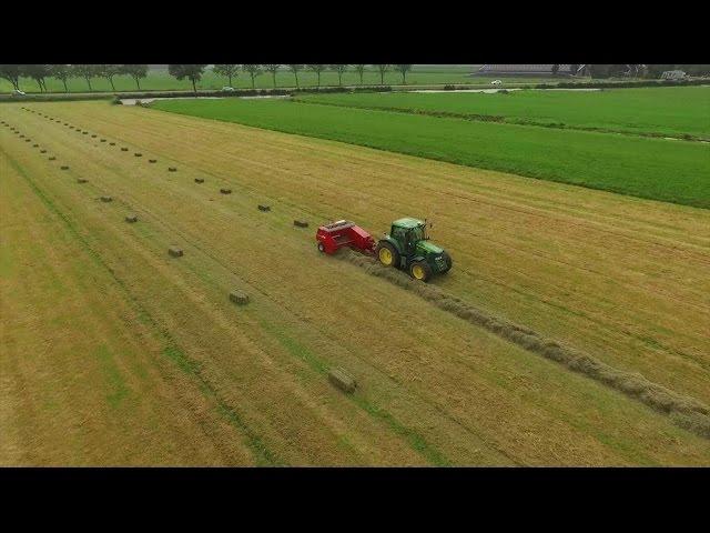 Making Small Square Hay Bales -Netherlands (Noord-Holland)