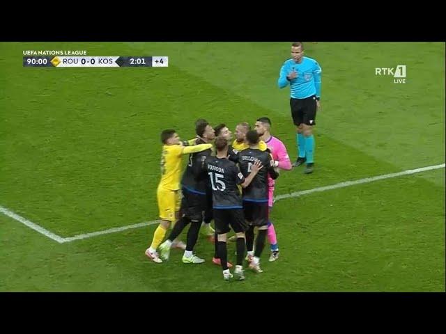 Kosovo players fight & leave the field after Romania fans start chanting "Serbia ,Serbia"|15/11/2024