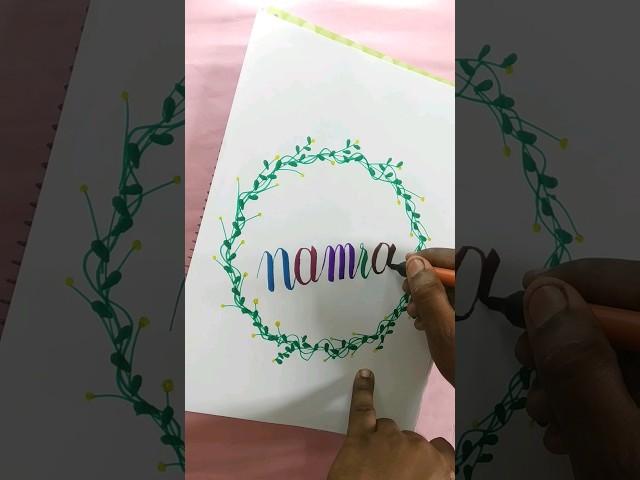 "Namra" Name modern calligraphy brush pen Hand lettering|#shorts #brushpen #handlettering