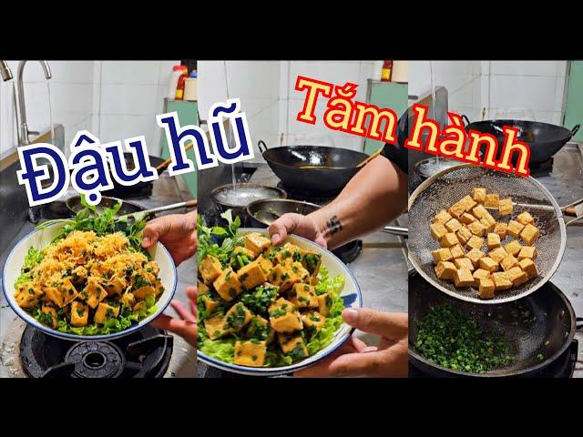 Hướng dẫn cách làm món đậu hũ tắm hành, chà bông. Ăn rất ngon.chi phí rẻ tiền