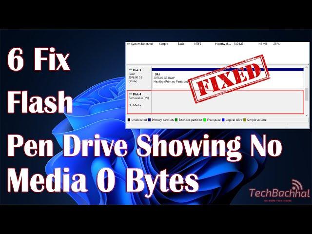 Flash Drive Showing No Media 0 Bytes - 6 Fix How To