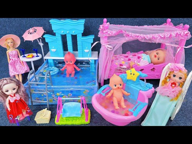 13 Minutes Satisfying with Unboxing Cute Doll Swimming Pool Playset，Baby Bathtub Toys | Review Toys