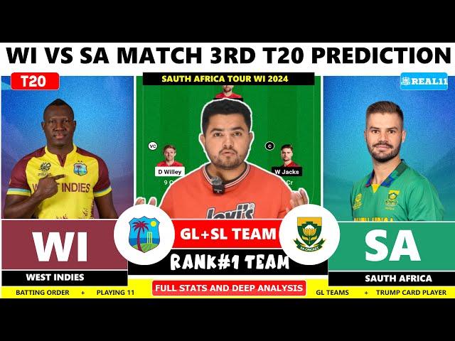 WI vs SA Dream11,WI vs SA Dream11 Prediction, West Indies vs Africa 3rd T20 Match Dream11 Team Today