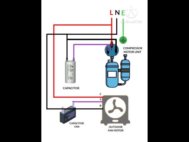 Single phase split AC  compressor wiring diagram #shorts  #airconditioner #compressor #electrical