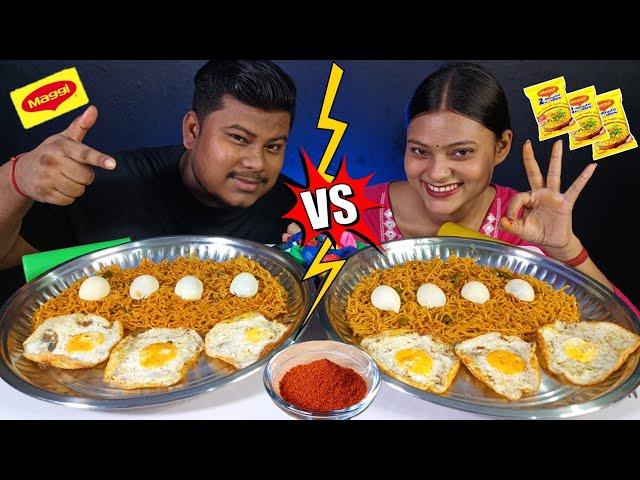 Biggest Thali Spicy Maggi Eating Challenge With Sunny Side Up Eggs Eating | Food Challenge