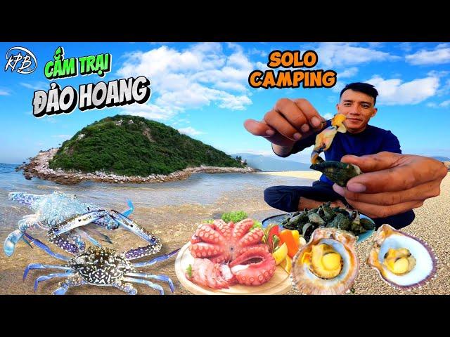 THỬ THÁCH CẮM TRẠI MỘT MÌNH TRÊN ĐẢO HOANG LẶN BIỂN TÌM THỨC ĂN | solo camping 24 hours