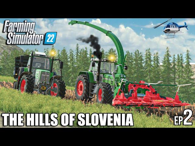 Harvesting SILAGE on STEEP HILL w/ TWO FENTD 926 | The Hills of Slovenia |Farming Simulator 22 Ep2