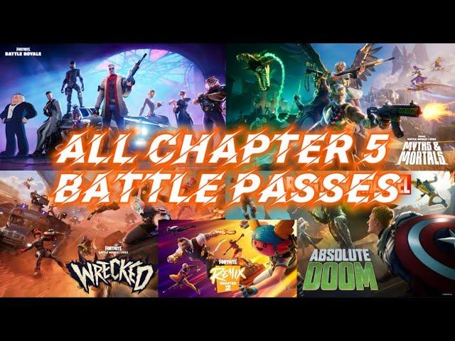 All Fortnite Chapter 5 Battle Passes Showcase *Seasons 1-4* (skins, BackBlings, Kicks, and more)