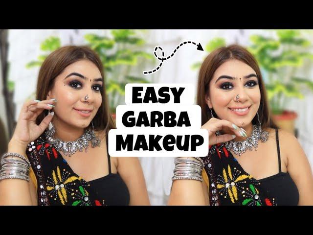 *Sweat Proof* Easy Garba Makeup Look | Step By Step Tutorial | Smokey Eye in 2 Mins | Dilli ki Ladki