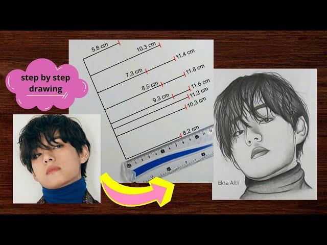 How to draw BTS V - Step by Step Easy for Beginners || Pencil Sketch || Drawing Tutorial
