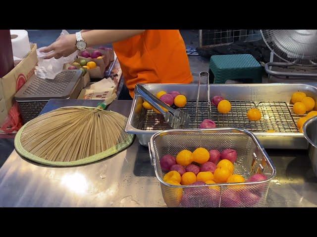 Colorful Taiwanese Crispy Sweet potato ball in Malaysia | Street Food