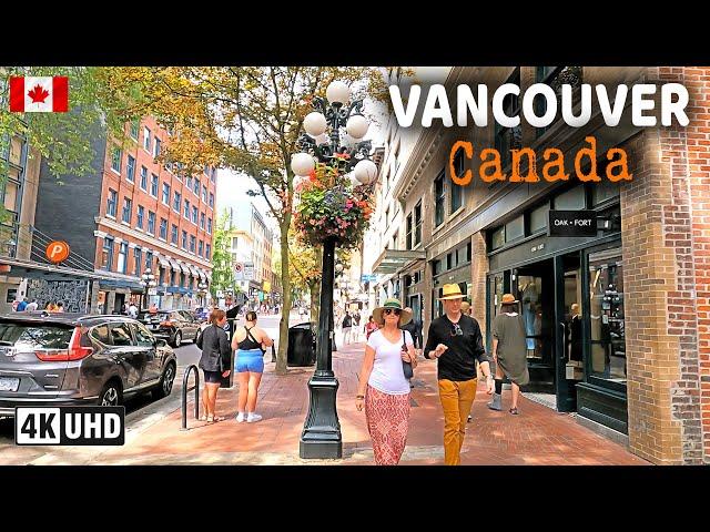  【4K】️ Downtown Vancouver BC, Canada. Amazing sunny day.  Relaxing Walk.