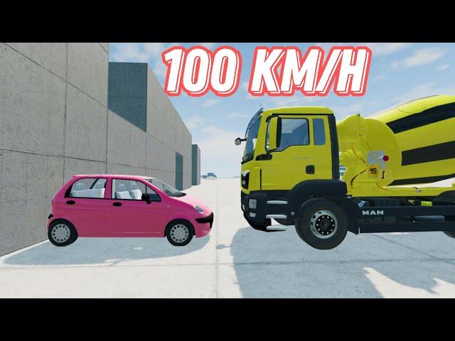 Crash Test Beamng Drive #169-Daewoo Matiz vs MAN BEAMNG DRIVE