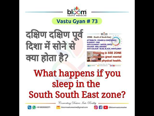 #Vastu Gyan 73 - EFFECT OF SLEEPING IN SOUTH SOUTH EAST ZONE.