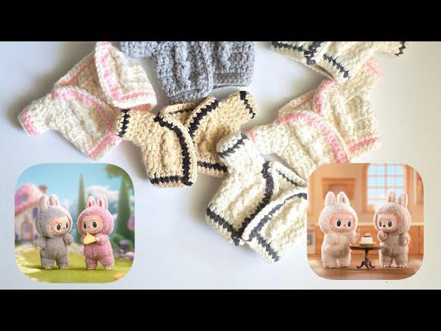 How to Crochet Labubu clothes - mini Taylor Swift Cardigan for Swifties - Crochet Tutorial