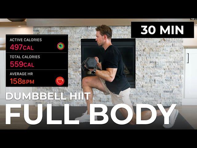 30 Minute FULL BODY DUMBBELL WORKOUT at Home | 500 CALS  HIIT x Strength