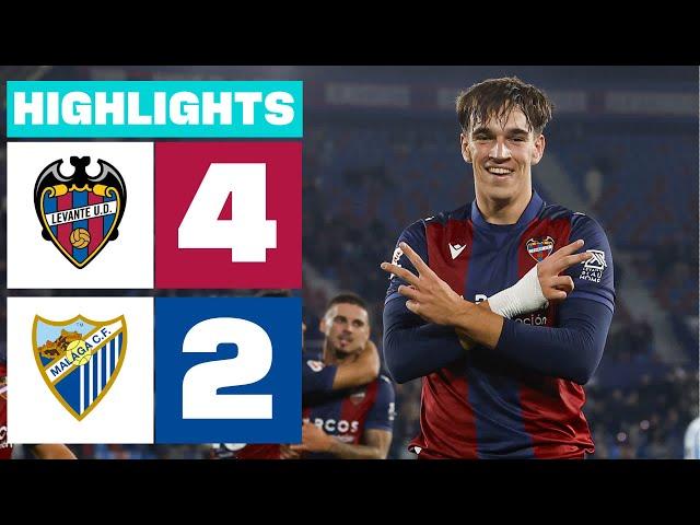 LEVANTE UD  4 - 2 MÁLAGA CF I HIGHLIGHTS LALIGA HYPERMOTION