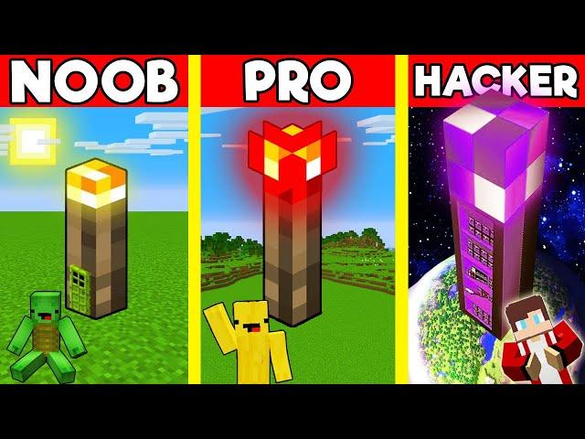 TORCH House Build Battle In Minecraft - NOOB VS PRO CHALLENGE - Maizen Mizen Mazien Parody