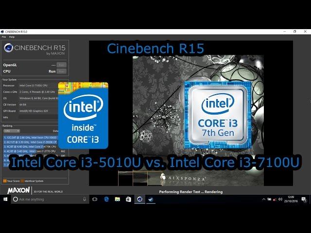 Intel Core i3-5010U vs. Core i3-7100U - Cinebench R15 - Broadwell vs. Kaby Lake