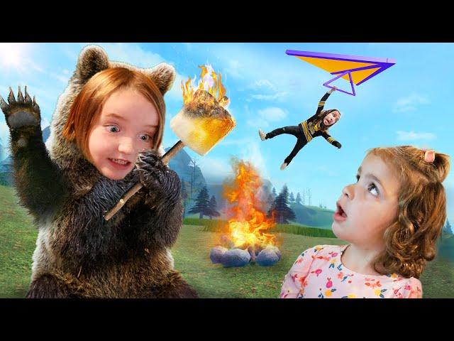 CAMPiNG with NiKO BEAR and NAVEY!!  Playing fun Roblox Games & Crazy Baby Adley best moments Movie!