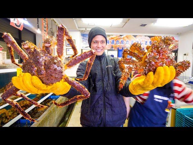 RED KING CRAB vs. HANASAKI CRAB!! Big Japanese Food in Hokkaido, Japan!