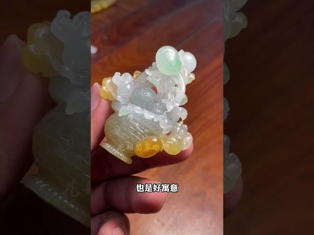 俏色巧雕 花开富贵#手艺人 #翡翠定制 #翡翠雕刻