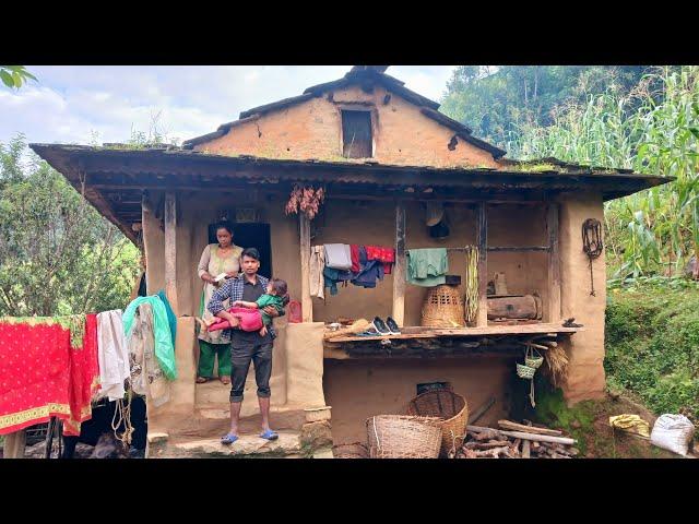 This is Himalayan Nepali village life || peaceful and relaxing Rainy season mountain village life