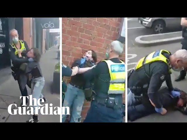 Victoria police officer filmed allegedly choking and pinning woman to the ground