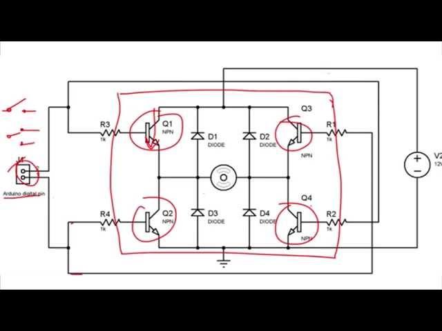 Explicación PUENTE H - Funcionamiento - Inversión de giro con transistores.