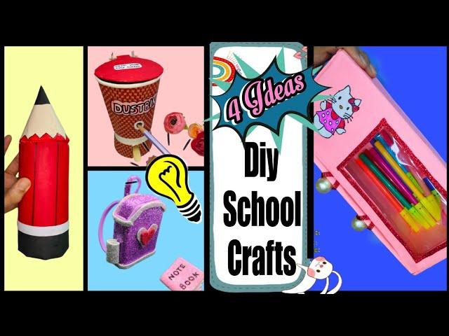 4 Unique Craft ideas(step by step)|Diy School crafts|art from waste|reuse ideas|back to school craft