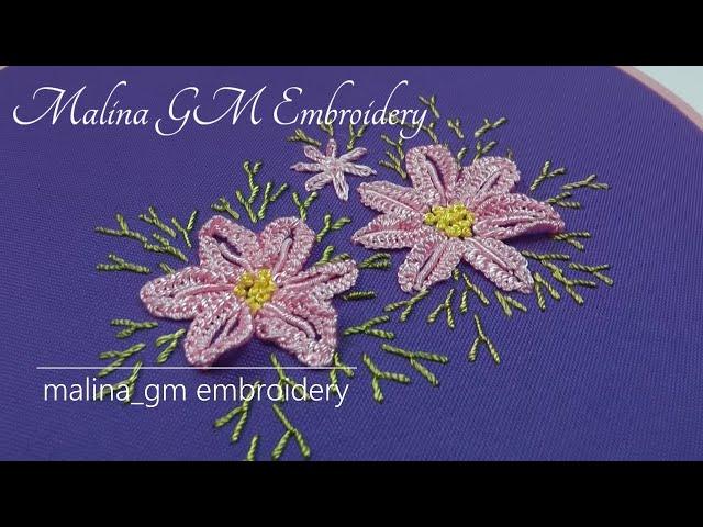 Pink daisies | embroidery for beginners | Dimensional Embroidery