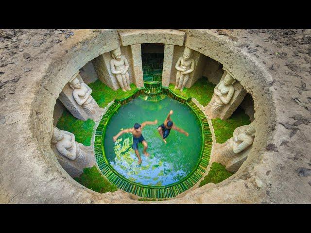 Build Amazing Underground Mansion and Bamboo Swimming Pool By Ancient Skills