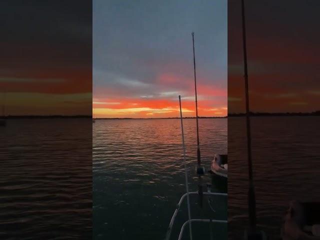 Sunset aboard our sailboat #cruising #anchor #sailboat #sunset #stpetersburgflorida