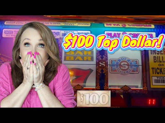 $100 Top Dollar Slot Jackpots! Greg Wins Big So Stacey Can Gamble Big!