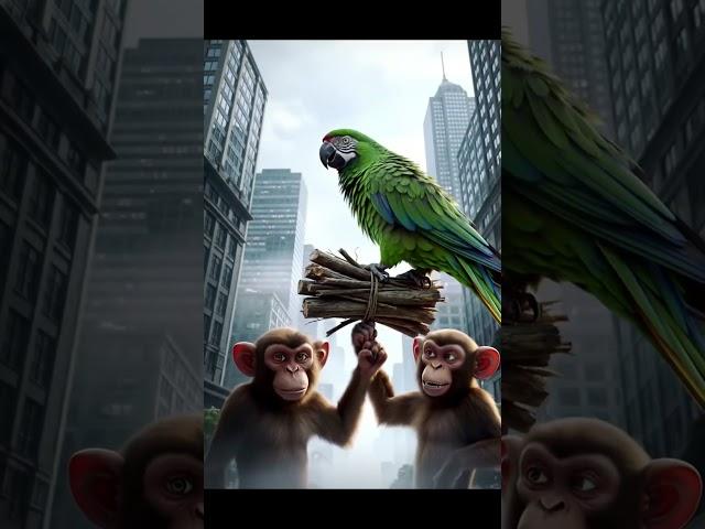 The rascal monkeys attacked the parrot  #shorts #parrot #monkey #aibhaiya