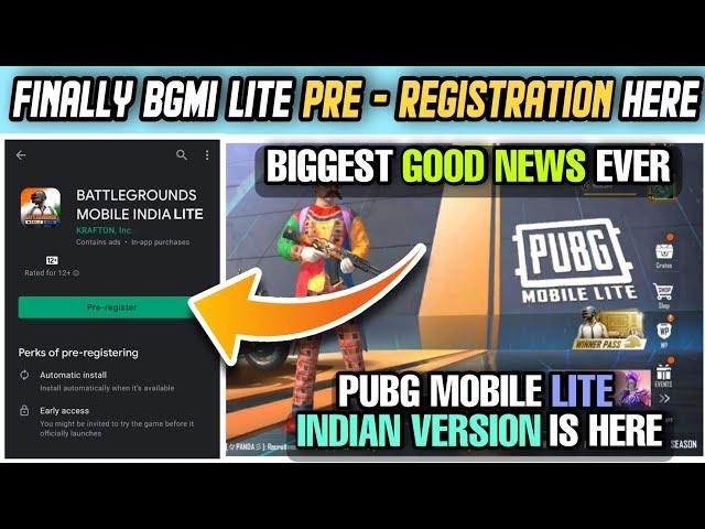 FINALLY BGMI LITE VERSION PRE - REGISTRATION IS HERE || BATTLEGROUNDS MOBILE INDIA LITE RELEASE DATE