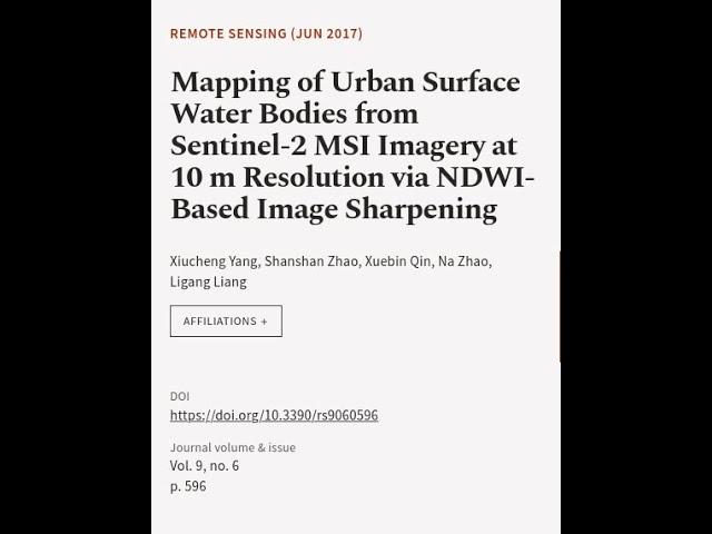 Mapping of Urban Surface Water Bodies from Sentinel-2 MSI Imagery at 10 m Resolution ... | RTCL.TV