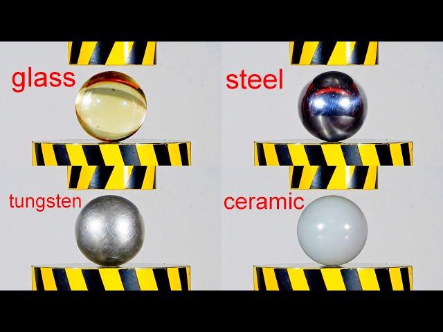 HYDRAULIC PRESS VS BALLS FROM DIFFERENT MATERIALS