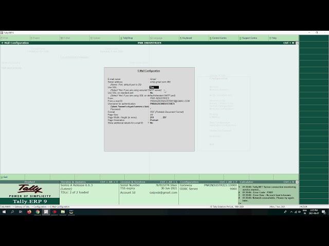 How to Send email from Tally.ERP9