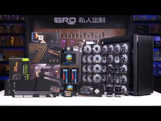 「BRO」4K Water Cooled PC Build ASMR  Corsair 9000D 34 Unit Lianli Fan With X870E Godlike #pcbuild