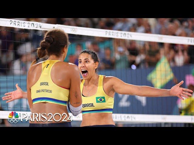 Brazil wins first women's beach volleyball gold since 1996 | Paris Olympics | NBC Sports