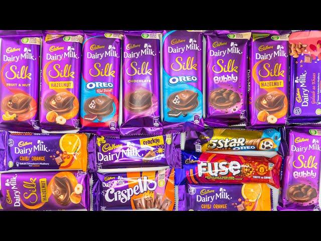 ASMR CHOCOLATE DAIRY MILK SILK OREO, BUBBLY, HAZELNUT, FRUIT&NUT, REDVELVET, CRISPELLO, FUSE, 5 STAR