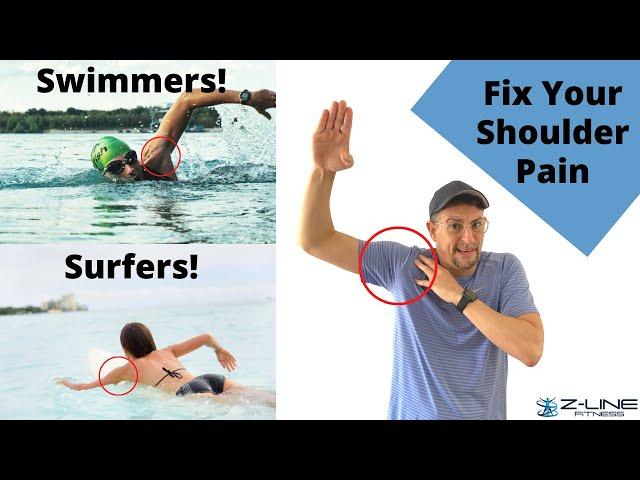 Shoulder Pain Fixes for Swimmers and Surfers. To do's, what NOT to do, and exercises to help.