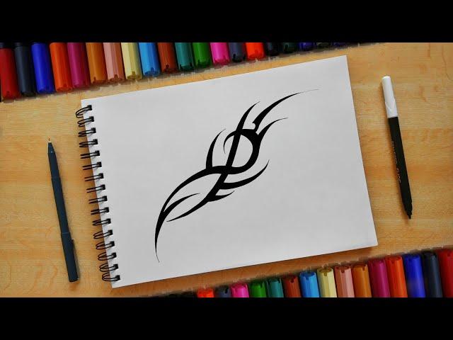 How to draw tattoo design | tribal tattoo design